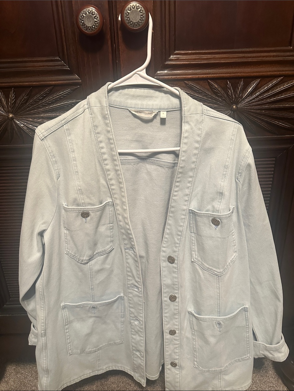 Soft Surroundings Pale Blue Denim Shirt Jacket